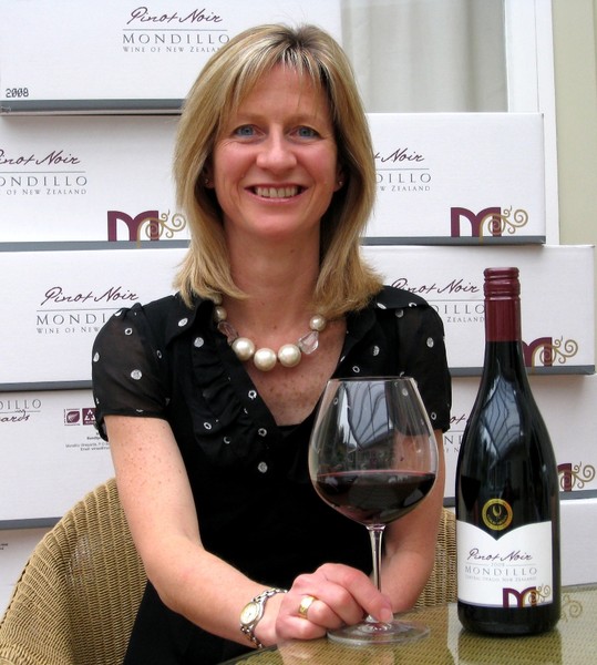Ally Mondillo with a bottle from the International Wine Show Gold Award winning 2008 vintage.